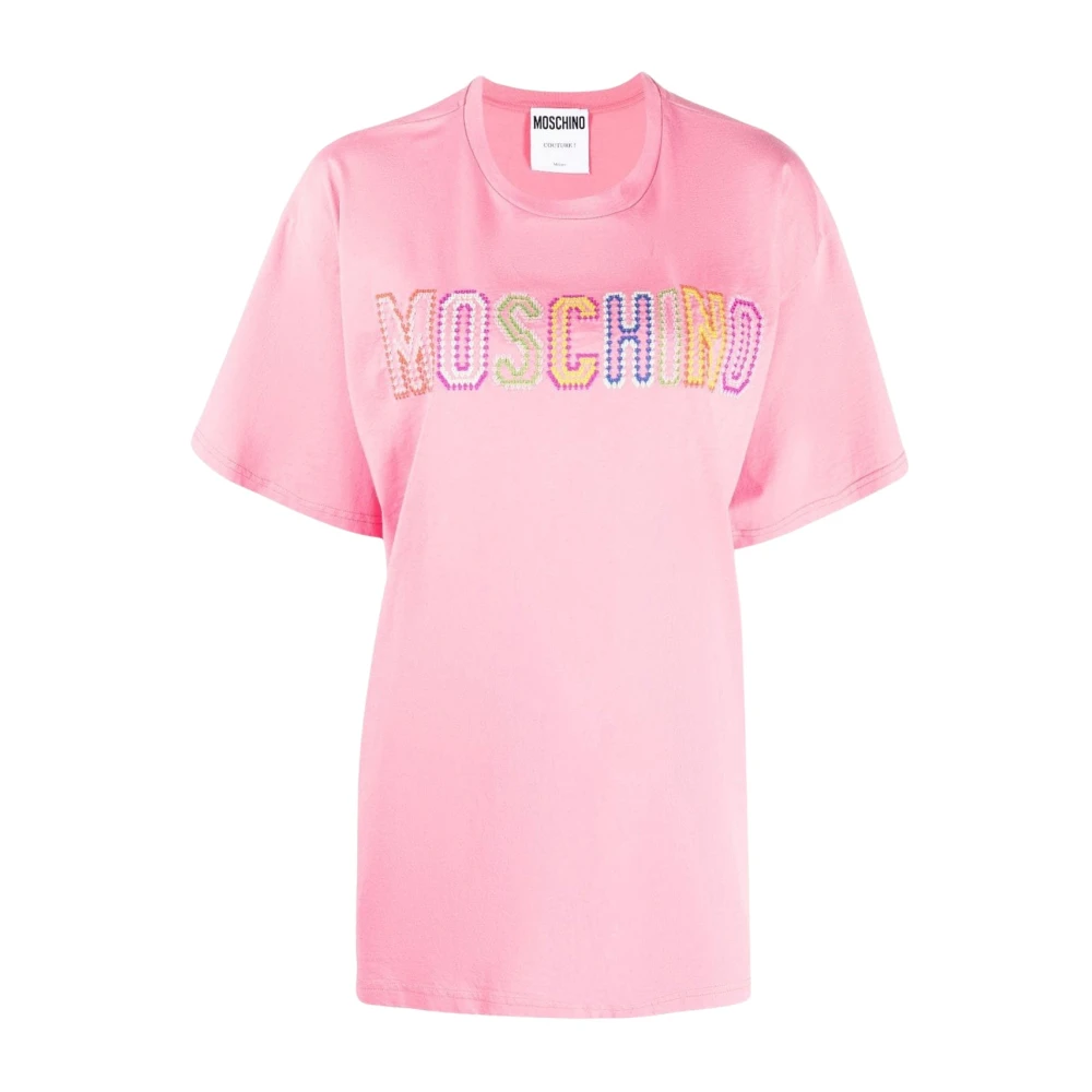 Moschino Multicolor geborduurd logo roze shirt Pink Dames