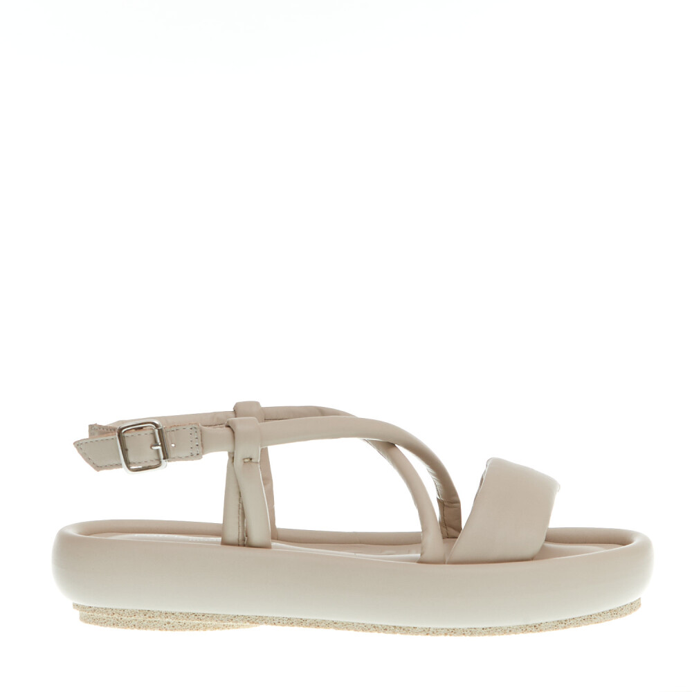 Beige Low Wedge Leather Sandal Patrizia Bonfanti Sandals Miinto