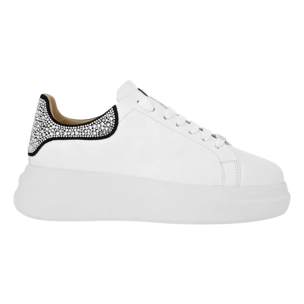 Philipp Plein Low Top Sneakers Monogram Strass Dames Schoenen Wit