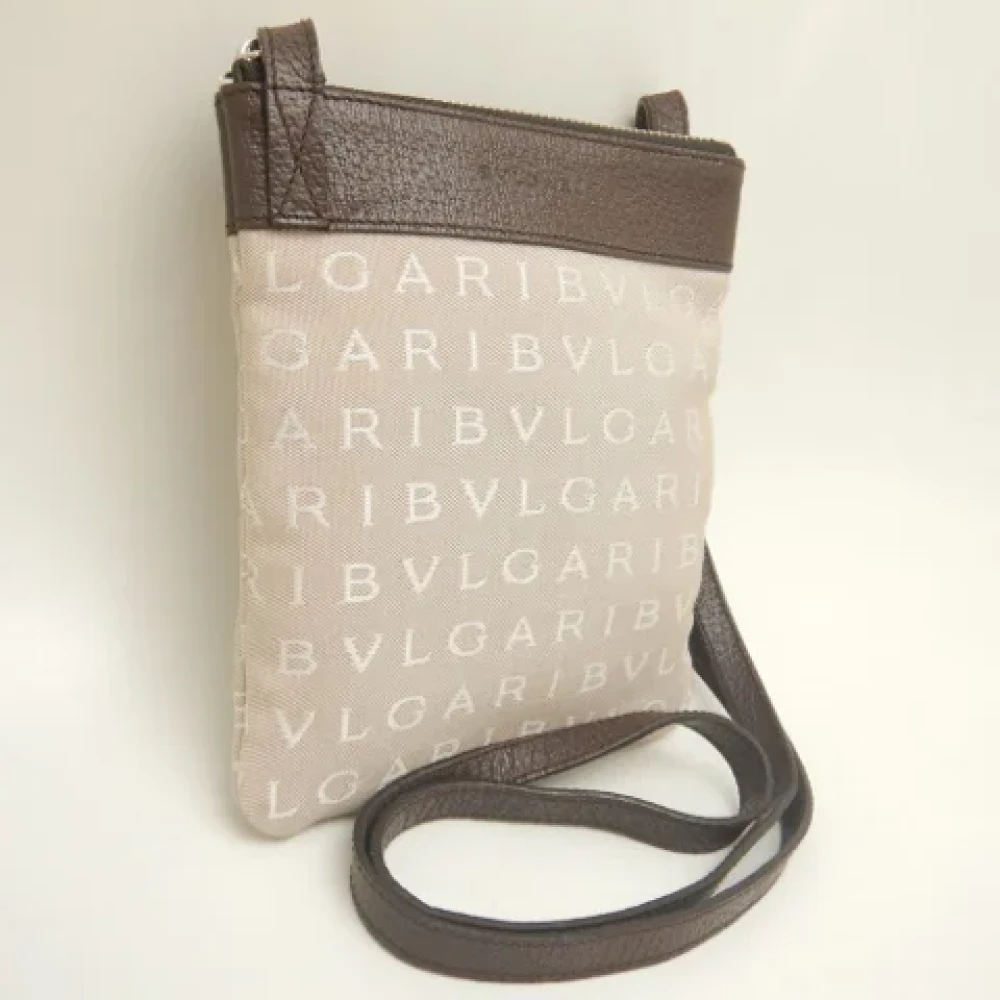 Bvlgari Vintage Pre-owned Canvas shoulder-bags Beige Dames