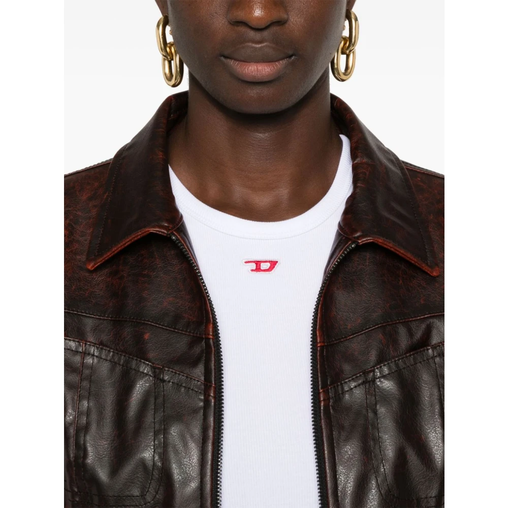 Diesel Wit Stretch Katoenen T-shirt met Logo White Dames