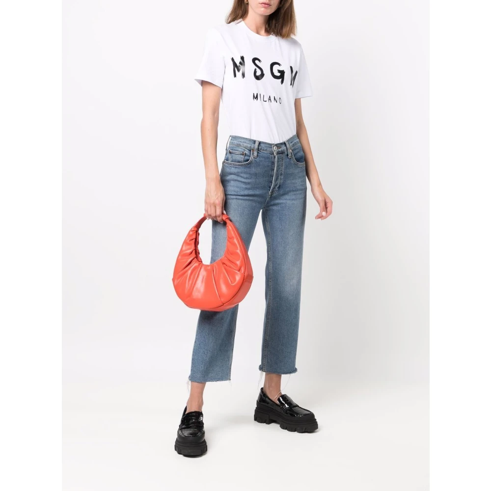 Msgm Katoenen T-shirt met uniek ontwerp White Dames