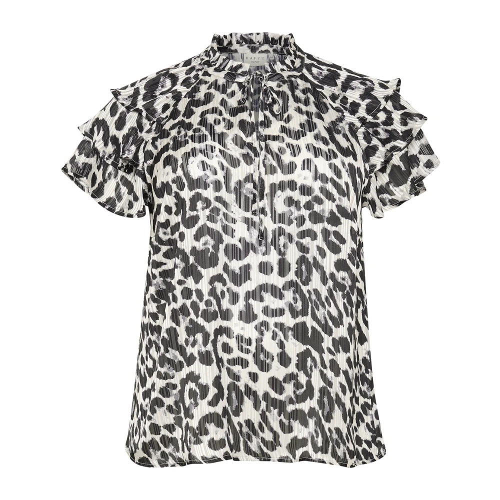 Kaffe Curve Luipaardprint Blouse met Ruchedetail Multicolor Dames