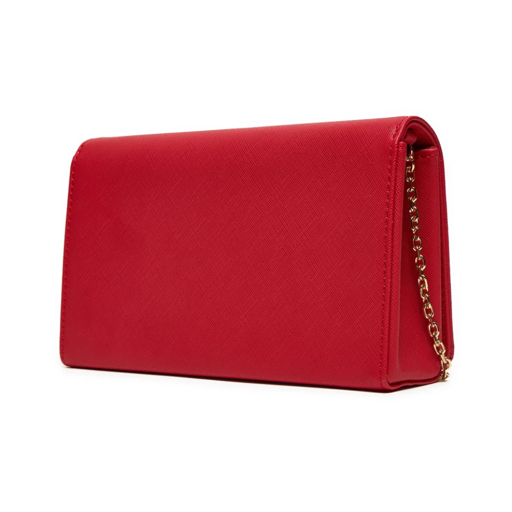 Love Moschino Rode Hart Clutch Tas met Gouden Logo Red Dames