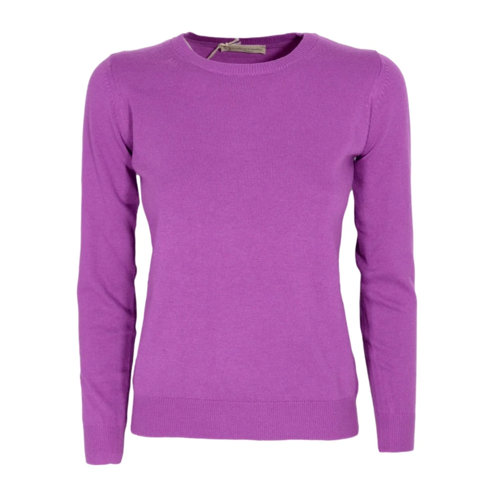 Cashmere Company Paarse Cashmere en Wol Crewneck Trui Gemaakt in Italië Purple Dames