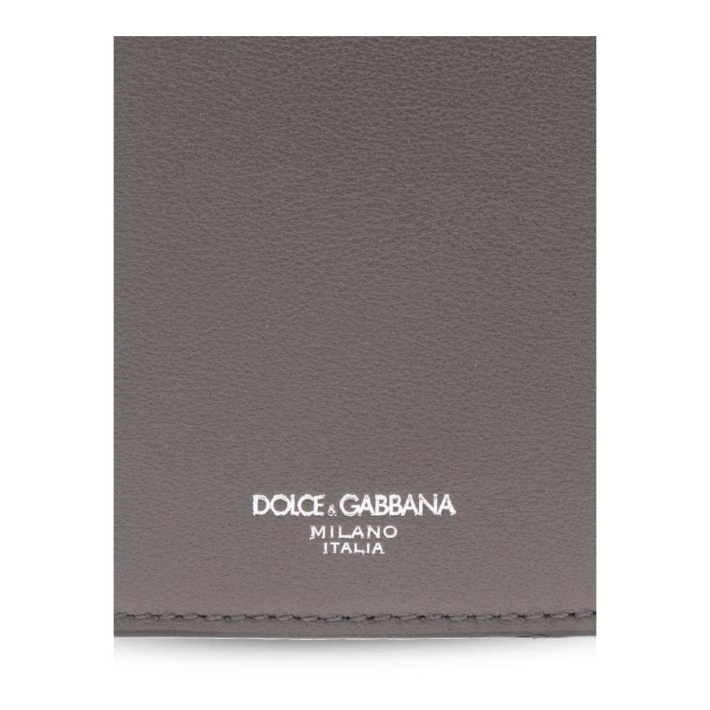 Dolce & Gabbana Leren kaarthouder Gray Heren