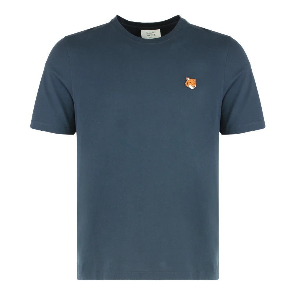 Maison Kitsuné Men's Blue Crew Neck T-Shirt - T-Shirts - S - Tops