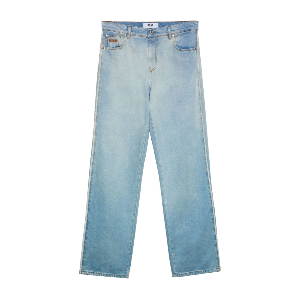 Msgm Heldere Blauwe Wide Leg Denim Jeans Blue Heren