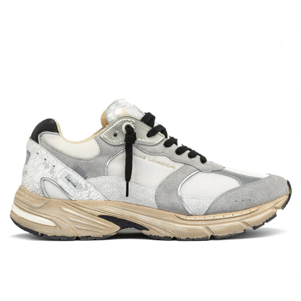 Crime London Men's Gray Suede Sneaker With Crackle Details