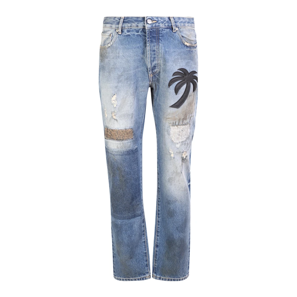 Palm Angels Distinktiva Tree Patchwork Jeans Blue, Herr