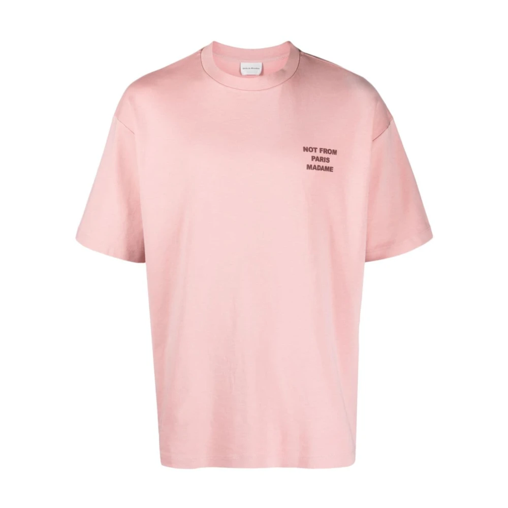 Drole de Monsieur Slogan-Print Katoenen T-Shirt Pink Heren