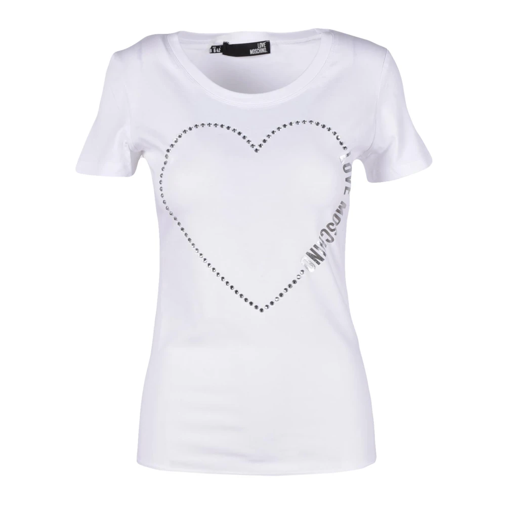 Love Moschino Katoen Elastaan T-shirt White Dames