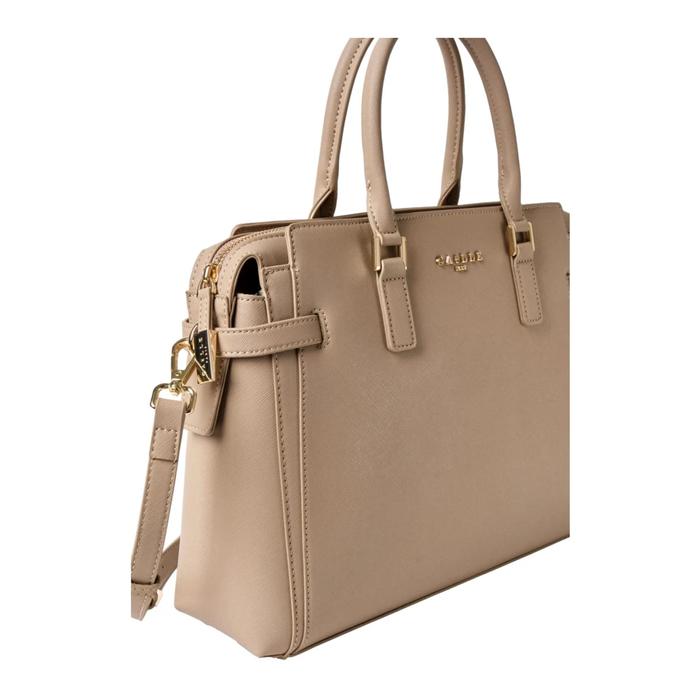 Gaëlle Paris Maxi Schouderband in Kameel Faux Leer Beige Dames