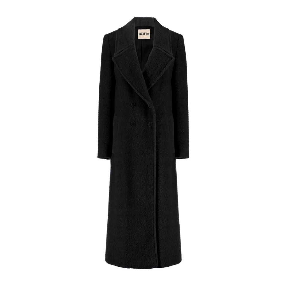 Aniye By Lange Dubbelrijige Jas met Achtersplit Black Dames