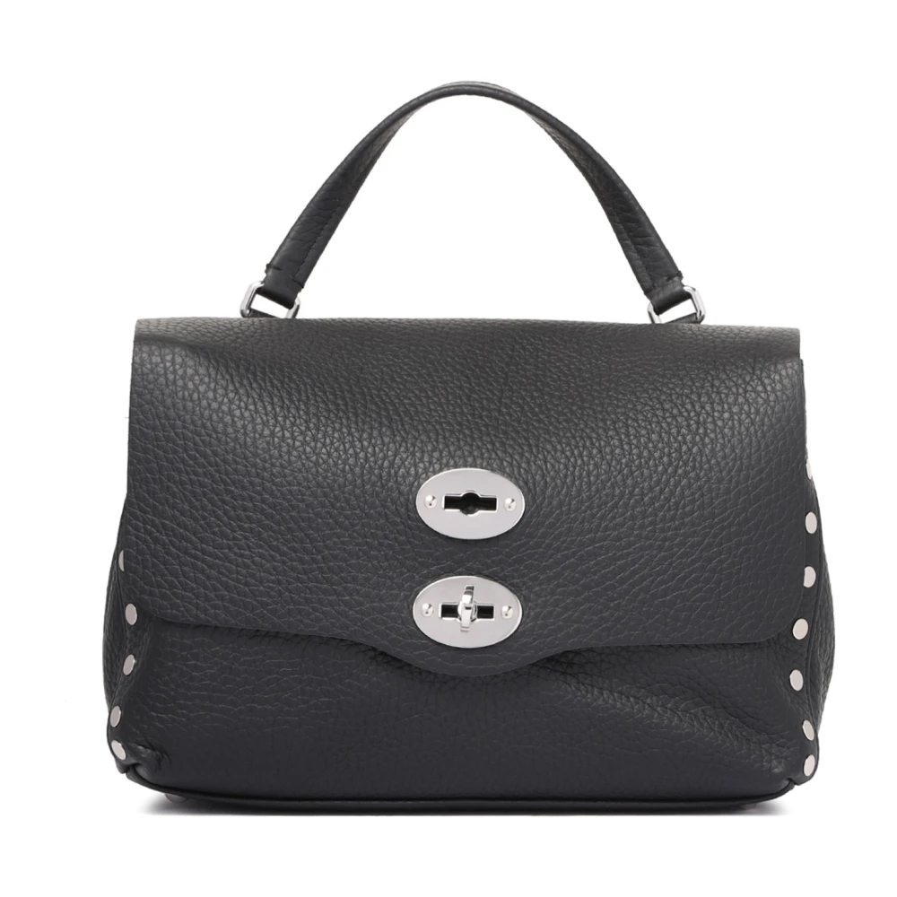 Zanellato Zwarte leren schoudertas Black Dames
