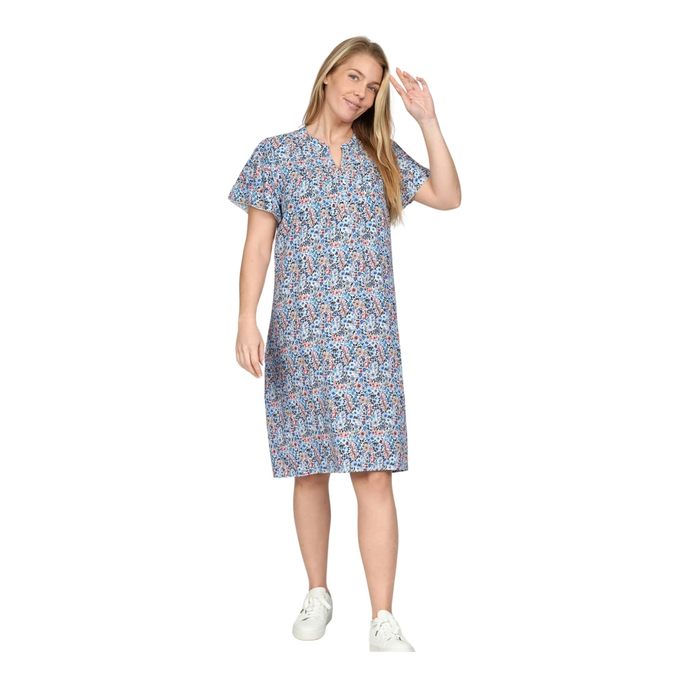 2-Biz Blauwe Bloemenjurk Multicolor Dames
