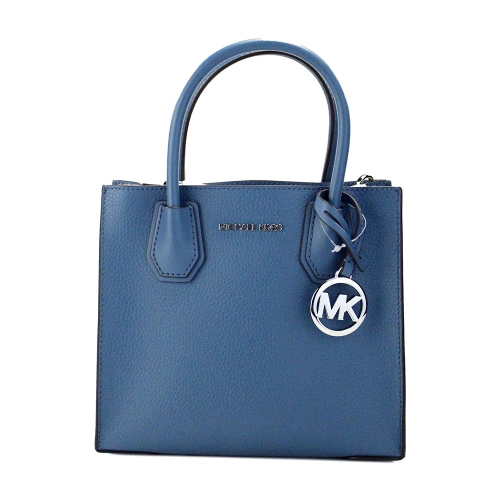 Michael Kors Pebble Leather Messenger Tas met Ritsvak Blue Dames
