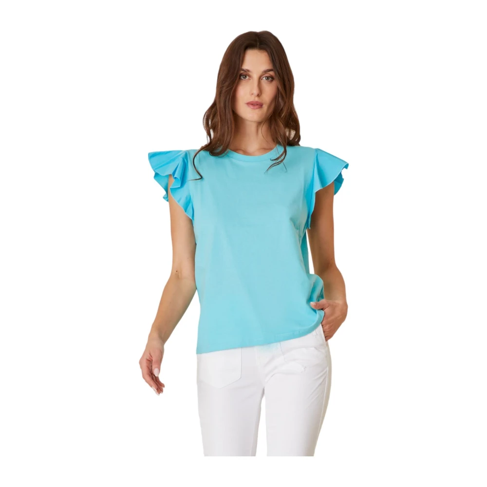 Manila Grace Stijlvolle Blouse voor Vrouwen Blue Dames