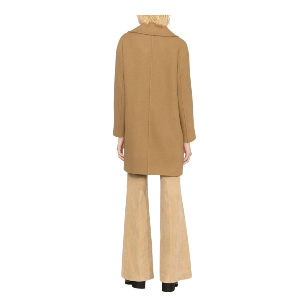 pinko Kameelkleurige Wollen Jas Brown Dames