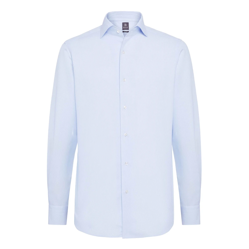 Boggi Milano Regular Fit Overhemd van honingraatkatoen Blue Heren