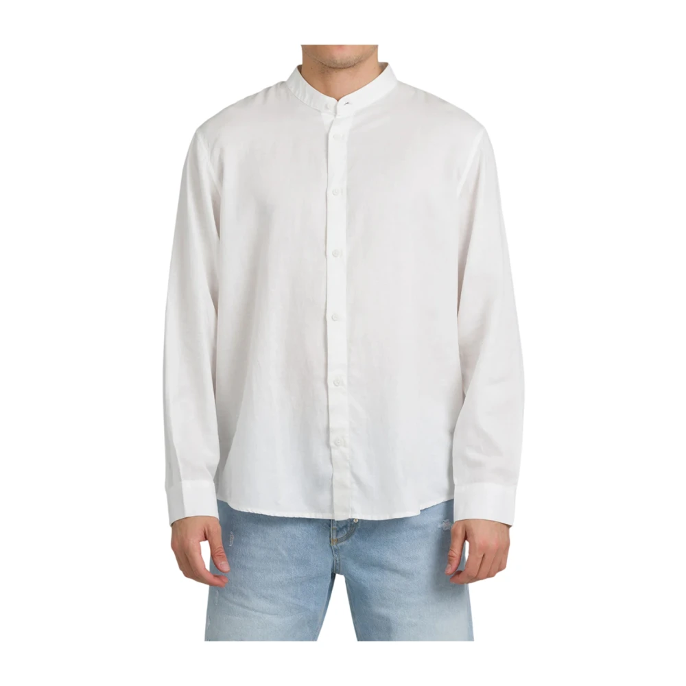 Armani Exchange Mannelijk Wit Overhemden Heren, M, Katoen, Essentiële Klassieke Overhemd