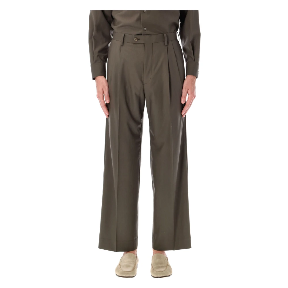 Auralee Donker Khaki Wijde Wolbroek Green Heren