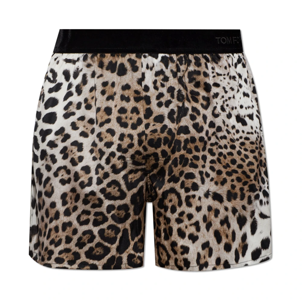 Tom Ford Mannelijk Zwart Ondergoed Heren, S, Zijden Boxershorts Met Dierenprint
