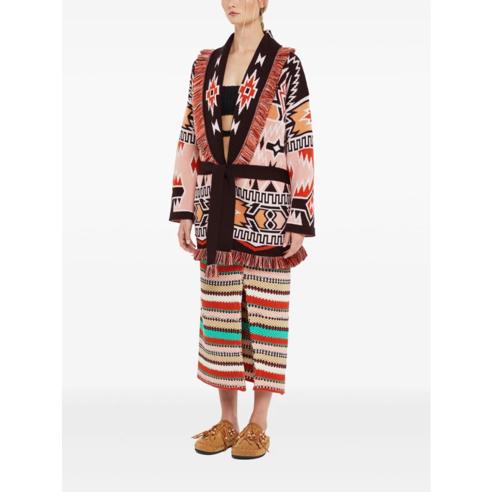 Alanui Roze V-hals Franje Trui Multicolor Dames
