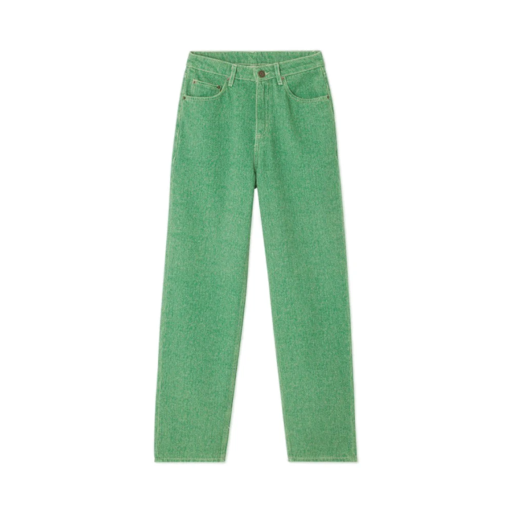 American vintage Rechte pasvorm katoenen jeans Basilic Green Dames