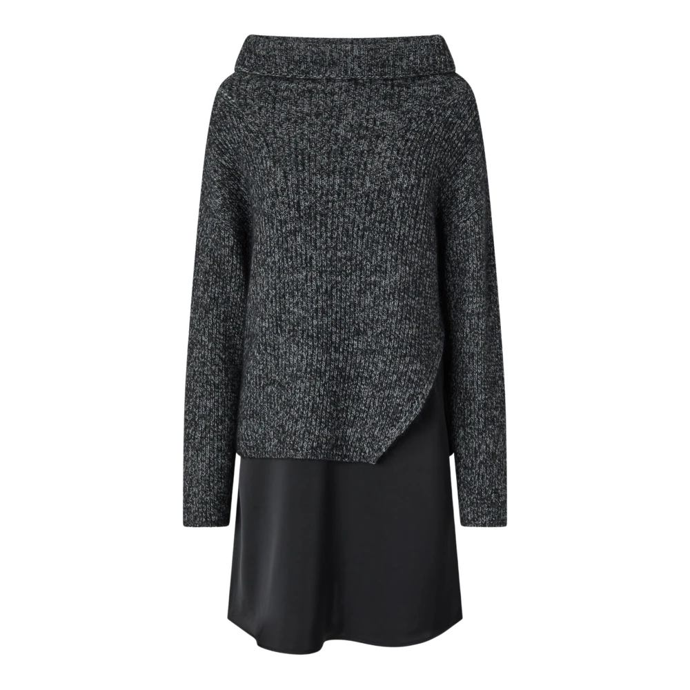 Pinko Bicolor Alpaca Sweater Jurk Black Dames