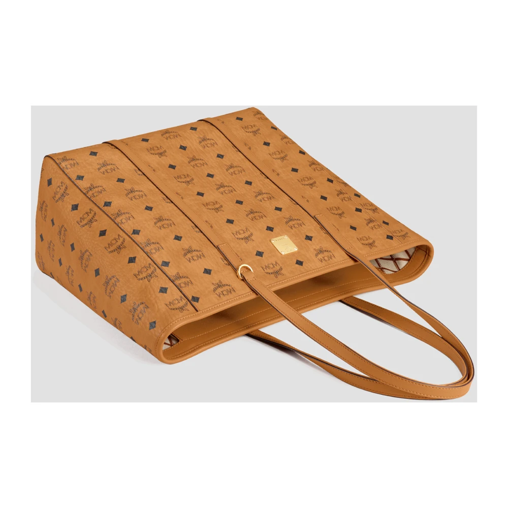 MCM Toni Shopper met rits in Visetos Brown Dames