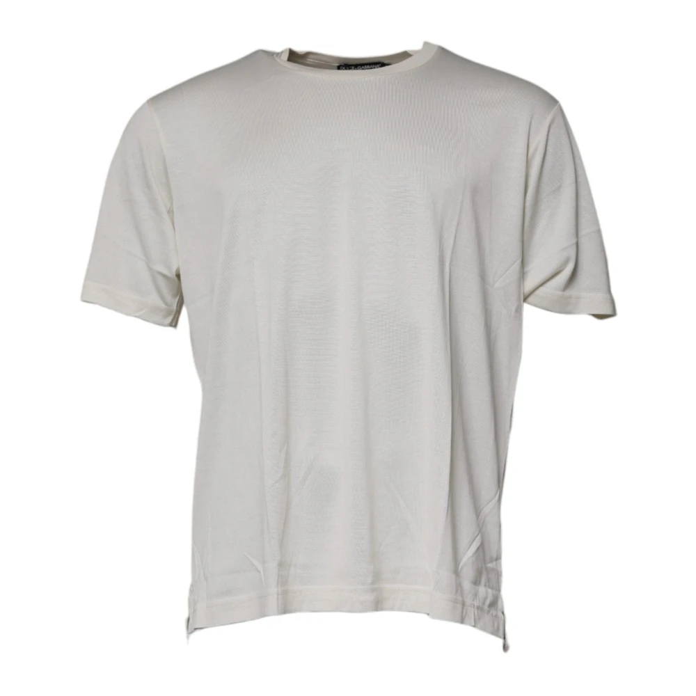 Dolce & Gabbana Zijden Crew Neck T-shirt White Heren