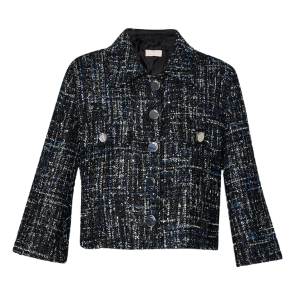 Liu Jo Zwarte Bouclé Korte Jas Black Dames
