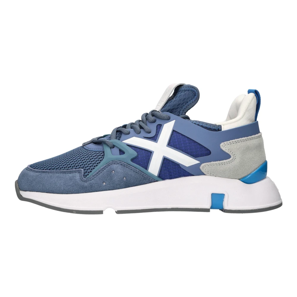 Munich Leren en Stoffen Sneakers Heren Schoenen Blauw