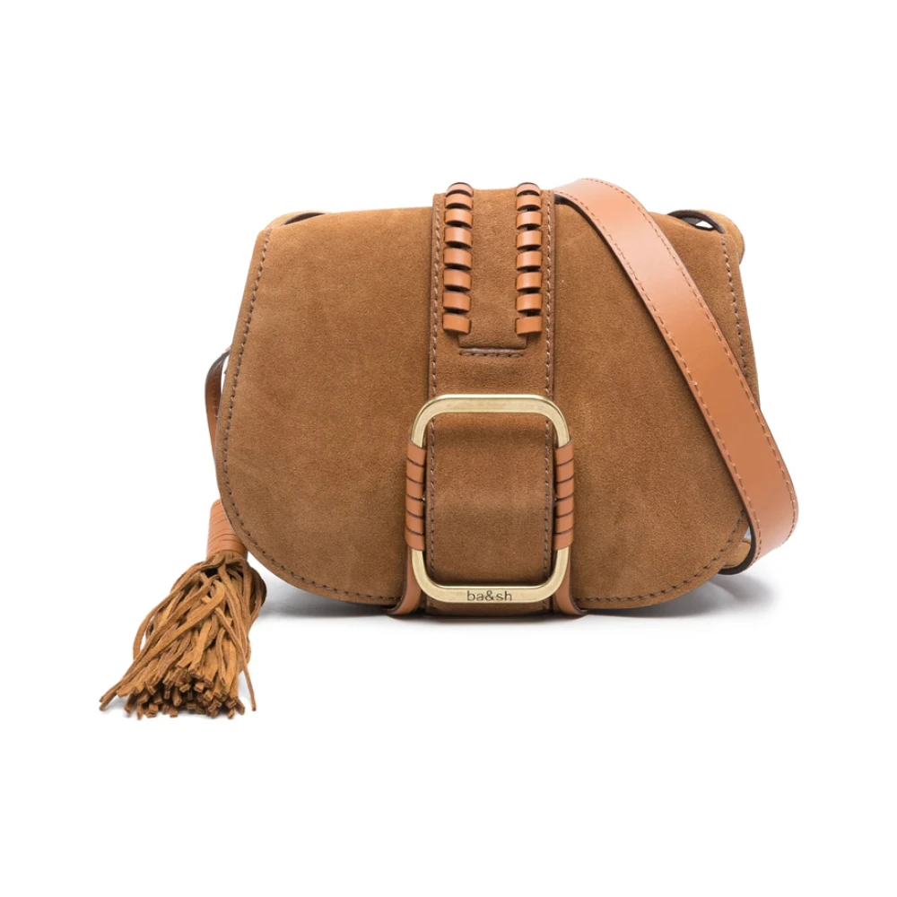 BA&SH Karamelbruine Leren Schoudertas Brown Dames