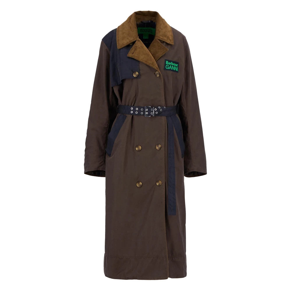 Barbour Bruine Wax Trenchcoat met Suède Kraag Brown Dames