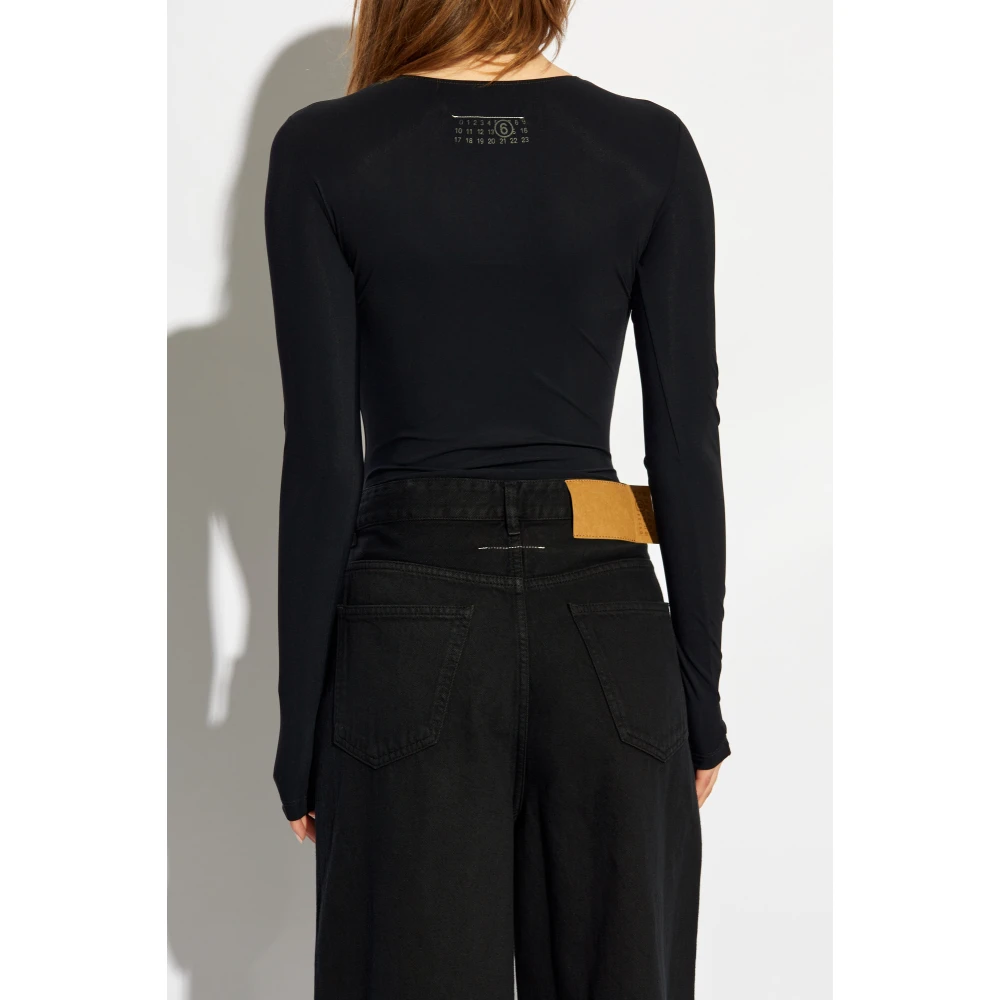 MM6 Maison Margiela Lange mouw bodysuit Black Dames