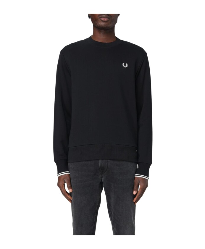 ikonisk-sort-sweatshirt-med-tippet-manchet