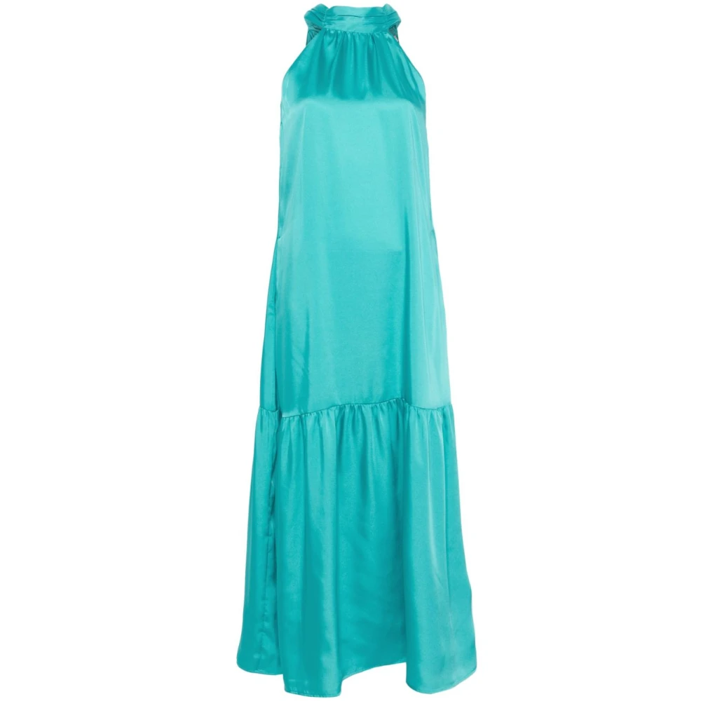 Liu Jo Turquoise Uitlopende Lange Jurk Blue Dames