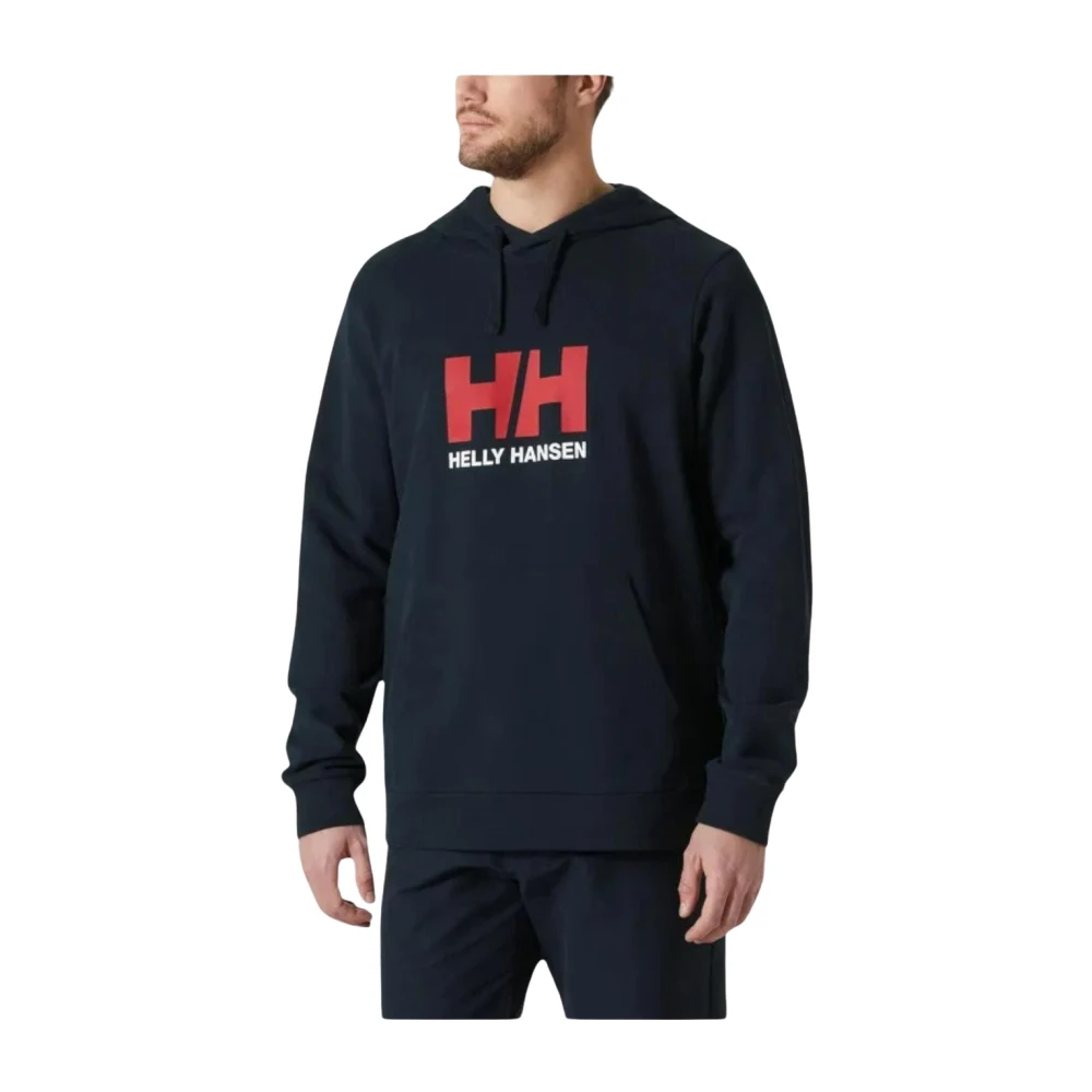 Helly Hansen Navy Blauw Logo Hoodie Blue Heren