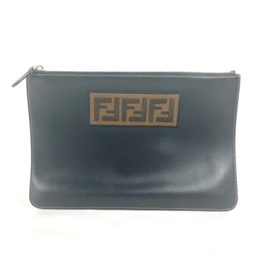 Fendi Vintage Pre-owned Leather clutches Black Dames