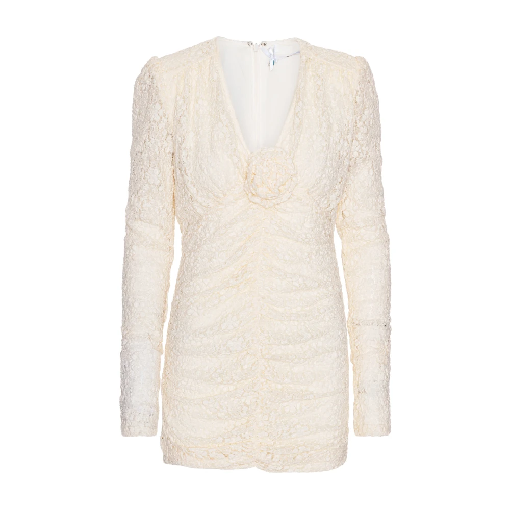 Lace Mini Dress V-Neck - Egret