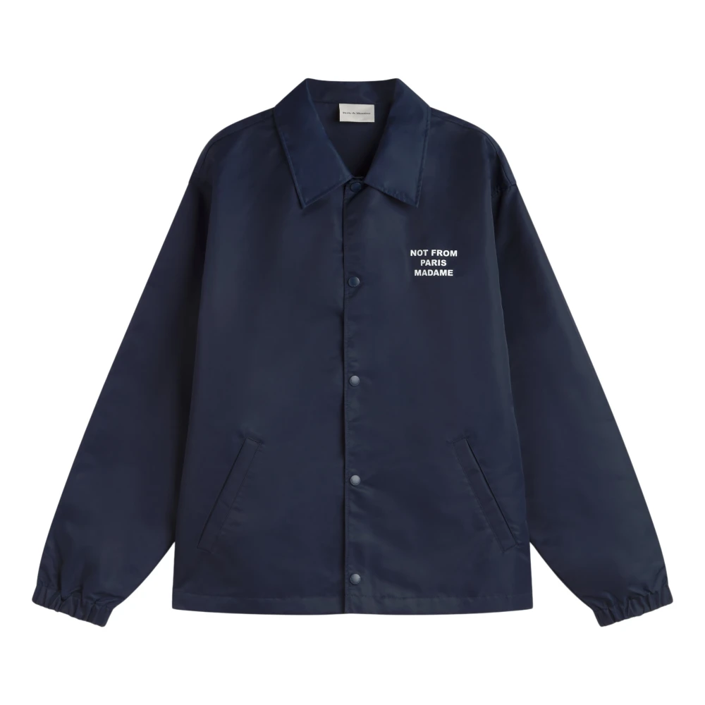 Drole de Monsieur Waterafstotende nylonjas met slogan Blue Heren