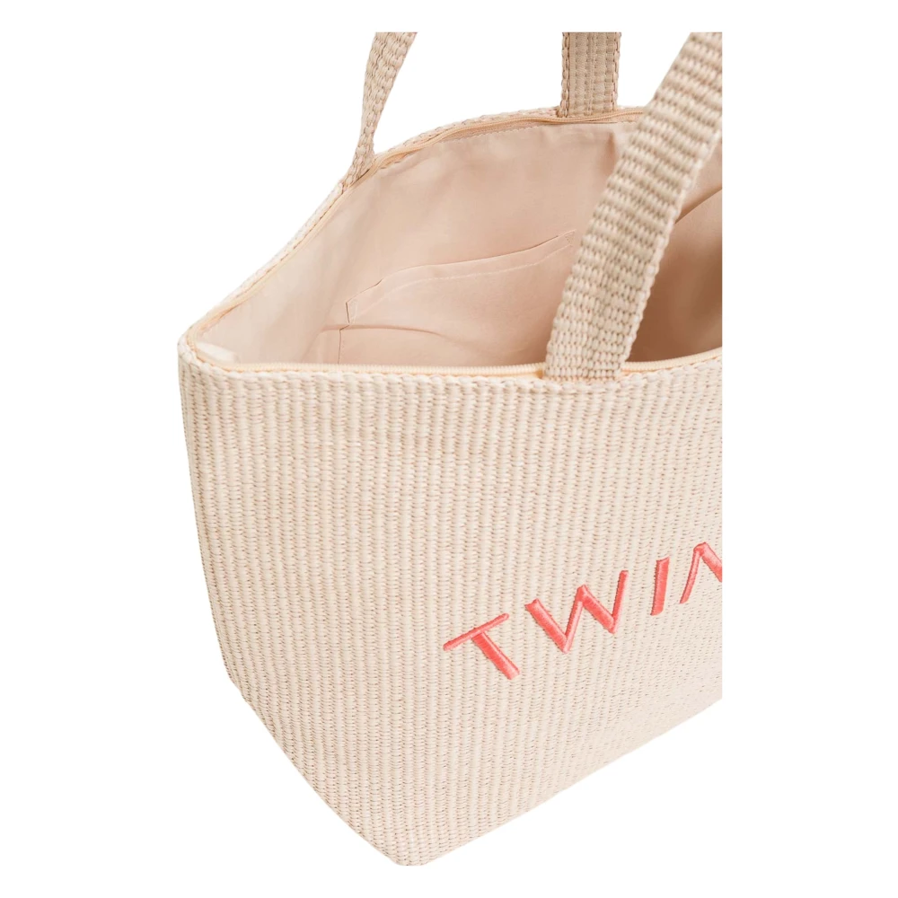 Twinset Logo Shopper Tas in Poeder Materiaal Pink Dames
