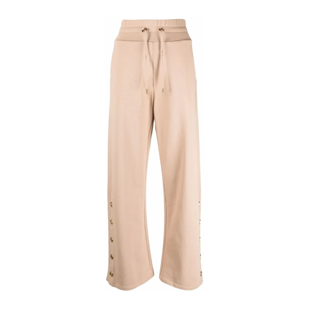 Balmain Beige Katoenen Knopzijde Sweatpants Beige Dames
