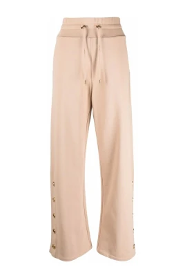 Beige Bomull Knappsidade Sweatpants