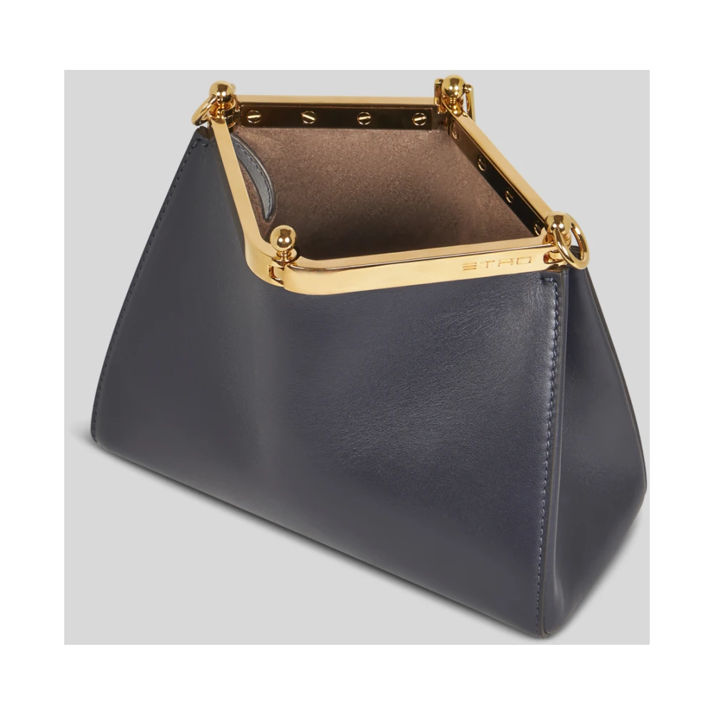 ETRO Blauwe leren schoudertas met metalen sluiting Blue Dames