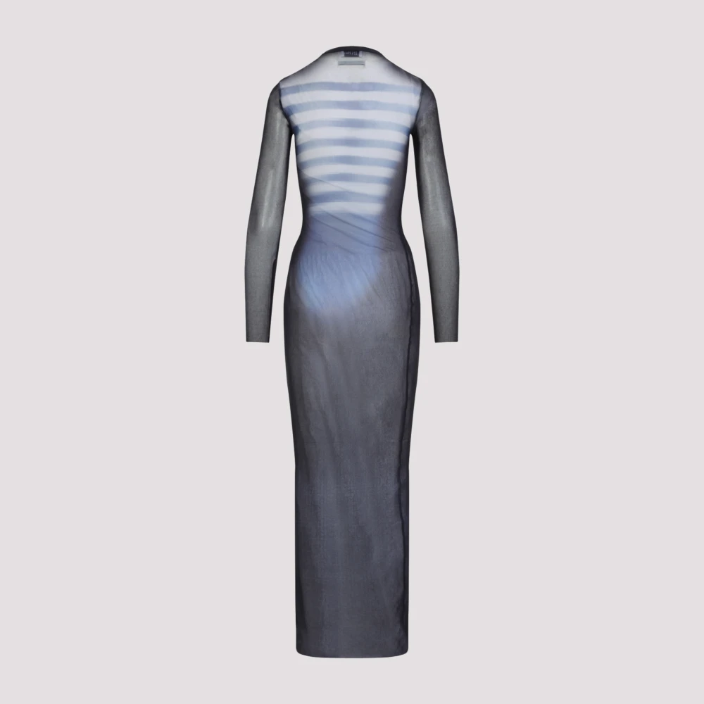 Jean Paul Gaultier Gedrukte Lange Jurk in Marineblauw Lichtblauw en Wit Blue Dames