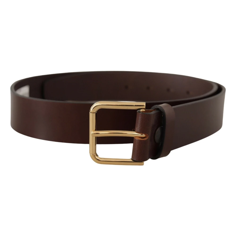 Dolce & Gabbana Elegante donkerbruine leren riem Brown Heren