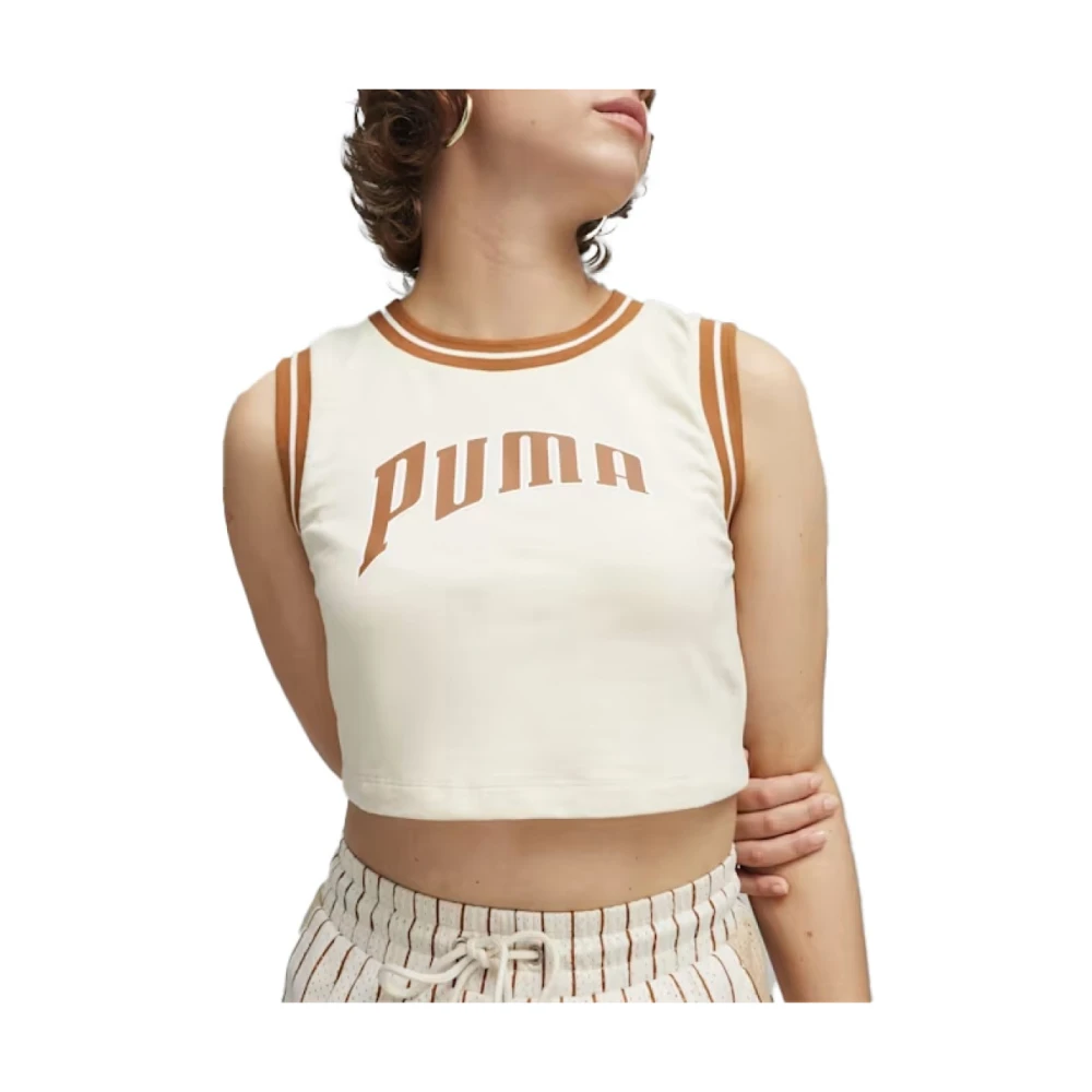 Puma Grafische Cropped Tee Shirt White Dames